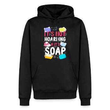 Fabrication de savon Artisanat Ce n’est pas - Sweat à capuche Premium bio Homme - noir - Devant - Nico (187cm)