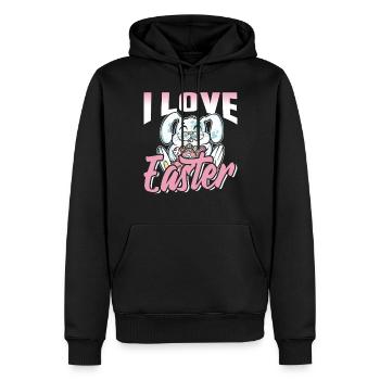J’adore Easter Easter Easter Easter Egg Lapin de Pâques - Sweat à capuche Premium bio Homme - noir - Devant - Nico (187cm)
