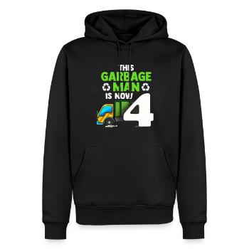 Müllauto Müllmann 4. Geburtstag Recycling Garbage - Männer Premium Bio Hoodie - Schwarz - Vorne - Nico (187cm)
