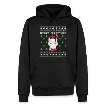 Lama de Noël laid - Sweat à capuche Premium bio Homme - noir - Devant - Nico (187cm)