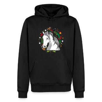 Moche Cheval de Noël Cheval Tricot Noël Christ Enfant - Sweat à capuche Premium bio Homme - noir - Devant - Nico (187cm)