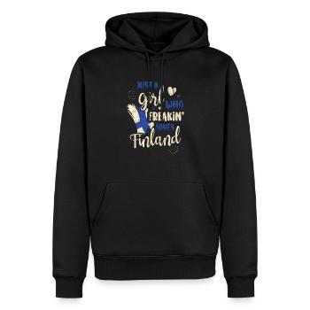 Finlande - Sweat à capuche Premium bio Homme - noir - Devant - Nico (187cm)