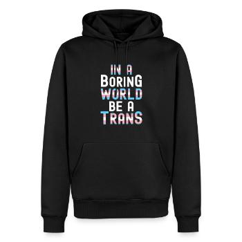 Transgenre - Sweat à capuche Premium bio Homme - noir - Devant - Nico (187cm)