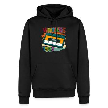 génial depuis 1973 cassette 70s 49ème anniversaire - Sweat à capuche Premium bio Homme - noir - Devant - Nico (187cm)