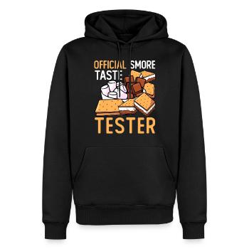 Testeur officiel de boutons Smore - Sweat à capuche Premium bio Homme - noir - Devant - Nico (187cm)