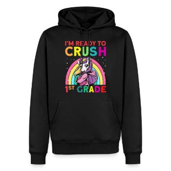 Je suis prêt à écraser la 1ère année - Sweat à capuche Premium bio Homme - noir - Devant - Nico (187cm)