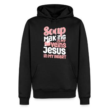 Fabrication de savon Fabrication de jésus Foi - Sweat à capuche Premium bio Homme - noir - Devant - Nico (187cm)