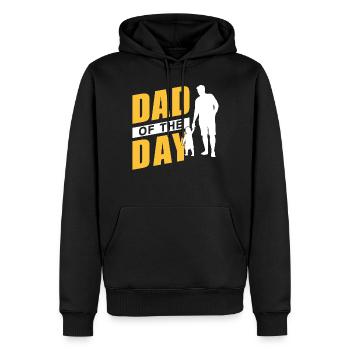 Père de la journée Fête des Pères Papa Dictons - Sweat à capuche Premium bio Homme - noir - Devant - Nico (187cm)