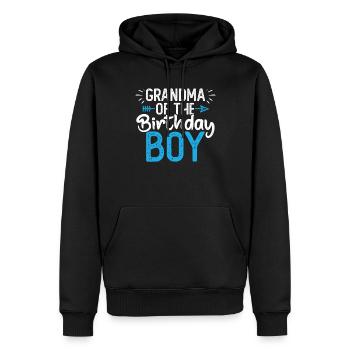 Grand-mère du garçon d’anniversaire - Sweat à capuche Premium bio Homme - noir - Devant - Nico (187cm)