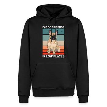 Français Bouledogue - Sweat à capuche Premium bio Homme - noir - Devant - Nico (187cm)