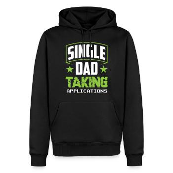 Un père célibataire accepte les demandes - Sweat à capuche Premium bio Homme - noir - Devant - Nico (187cm)