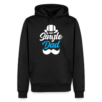 Père célibataire Papa Papi Parent célibataire - Sweat à capuche Premium bio Homme - noir - Devant - Nico (187cm)