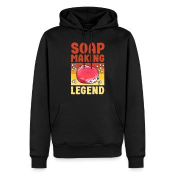 Fabrication de savon Artisanat Savon rétro - Sweat à capuche Premium bio Homme - noir - Devant - Nico (187cm)