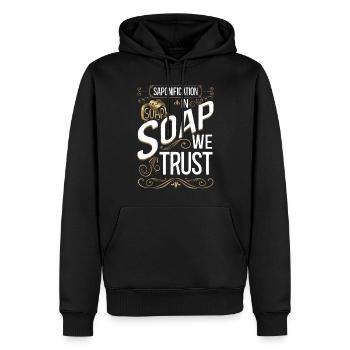 Fabrication de savon - Sweat à capuche Premium bio Homme - noir - Devant - Nico (187cm)