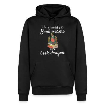 Dans un monde de rats de bibliothèque soyez un dragon de livre - Drôle - Sweat à capuche Premium bio Homme - noir - Devant - Nico (187cm)