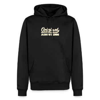 56. Geburtstag August Jahrgang 1966 Geschenkidee - Männer Premium Bio Hoodie - Schwarz - Vorne - Nico (187cm)