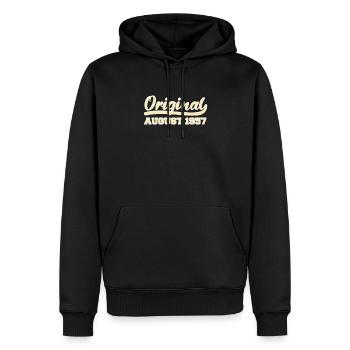 65e anniversaire Naissance août 1957 Idée cadeau - Sweat à capuche Premium bio Homme - noir - Devant - Nico (187cm)