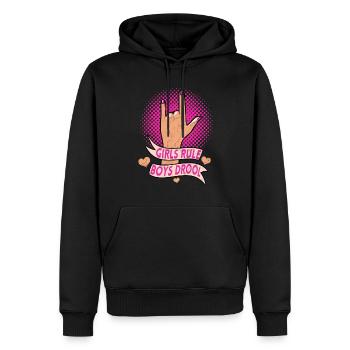 Girls Rule Boys Drool Feminist Women Empowerment - Men’s Premium Organic Hoodie - black - Front - Nico (187cm)