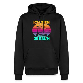 Ich zieh voll durch 20 km/h EScooter - Männer Premium Bio Hoodie - Schwarz - Vorne - Nico (187cm)