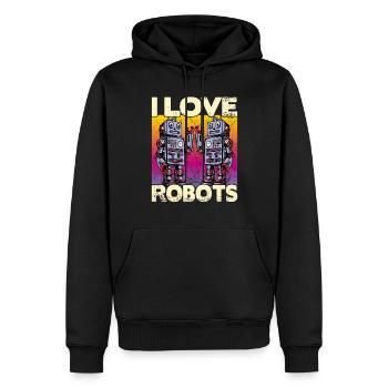 I love Robots - Men’s Premium Organic Hoodie - black - Front - Nico (187cm)