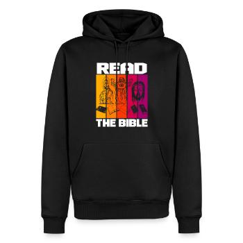 Lire la Bible - Sweat à capuche Premium bio Homme - noir - Devant - Nico (187cm)