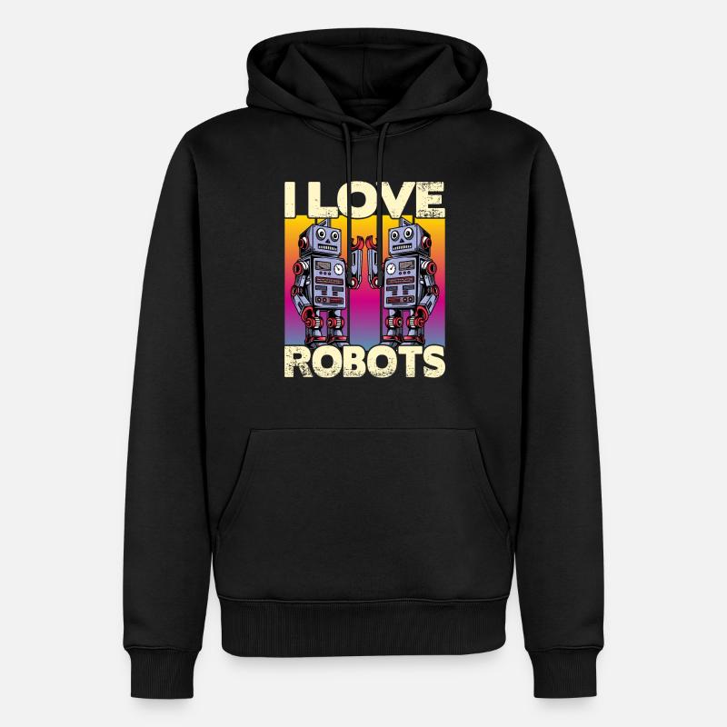 J’adore les robots - Sweat à capuche Premium bio Homme - noir