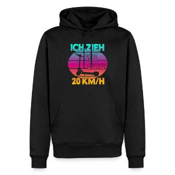 Ich zieh voll durch 20 km/h EScooter - Männer Premium Bio Hoodie - Schwarz - Vorne - Nico (187cm)