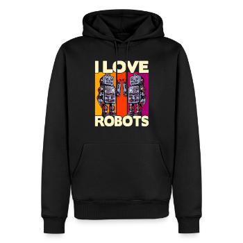 I love Robots - Men’s Premium Organic Hoodie - black - Front - Nico (187cm)