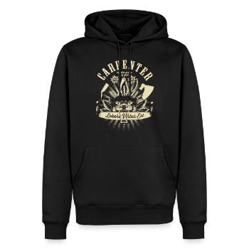 Zimmermann Zunftzeichen - Männer Premium Bio Hoodie - Schwarz - Vorne - Nico (187cm)