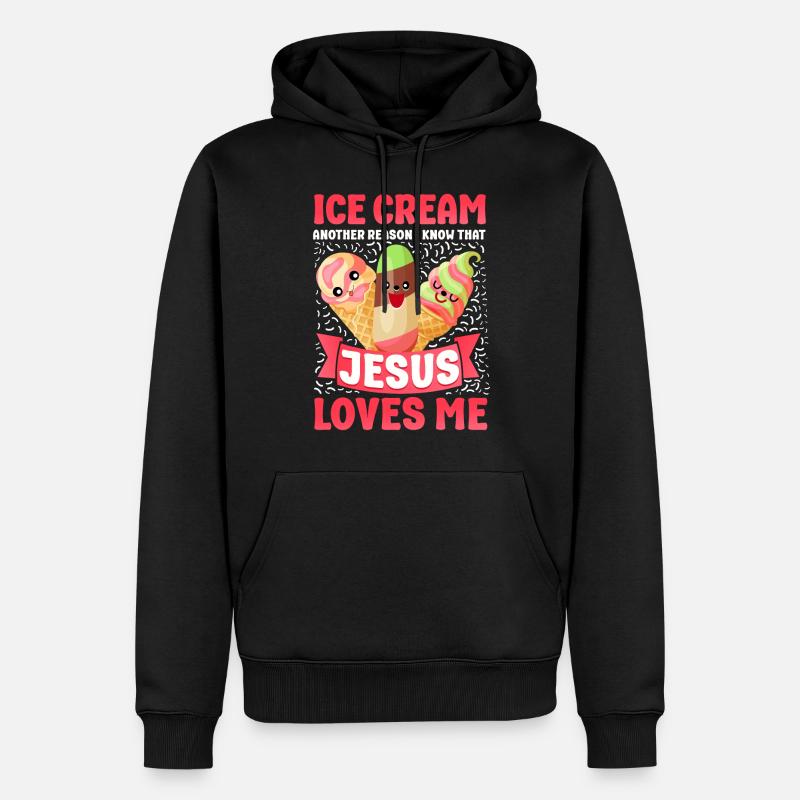 Crème glacée Christian Jesus Cone - Sweat à capuche Premium bio Homme - noir
