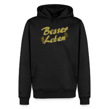 BESSER LEBEN - Männer Premium Bio Hoodie - Schwarz - Vorne - Nico (187cm)