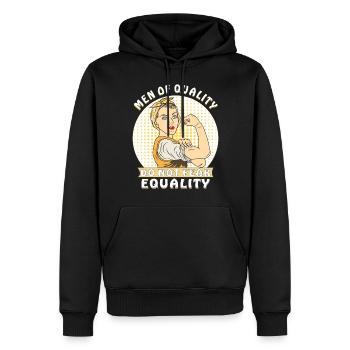 MEN OF QUALITY DO NOT FEAR EQUALITY - Men’s Premium Organic Hoodie - black - Front - Nico (187cm)