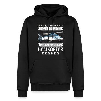 ICH KANN NICHT ARBEITEN MUSS IMMER AN HELICOPT - Männer Premium Bio Hoodie - Schwarz - Vorne - Nico (187cm)