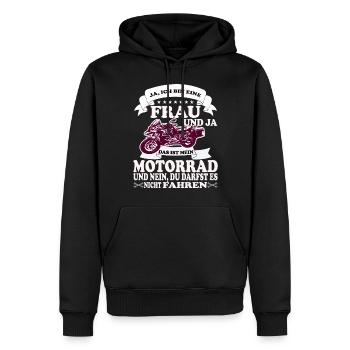 Motorrad Motorradfahrerin Biker Feuerstuhl Bike - Männer Premium Bio Hoodie - Schwarz - Vorne - Nico (187cm)