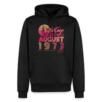 Vintage 1973 in August - Men’s Premium Organic Hoodie - black - Front - Nico (187cm)