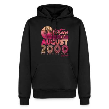Mois de naissance Août 2000 - Sweat à capuche Premium bio Homme - noir - Devant - Nico (187cm)