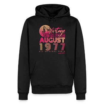 Retro 1977 Im August - Männer Premium Bio Hoodie - Schwarz - Vorne - Nico (187cm)