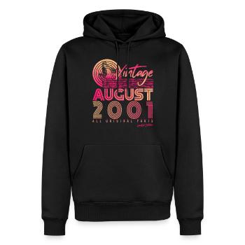 Mois de naissance Août 2001 - Sweat à capuche Premium bio Homme - noir - Devant - Nico (187cm)