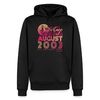 Mois de naissance Août 2003 - Sweat à capuche Premium bio Homme - noir - Devant - Nico (187cm)