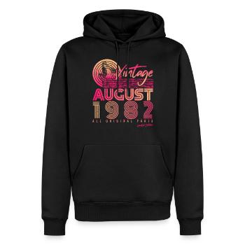 40e anniversaire août 1982 - Sweat à capuche Premium bio Homme - noir - Devant - Nico (187cm)