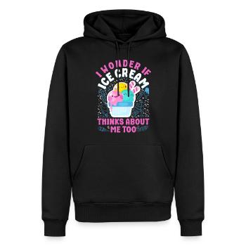 Crème glacée Je me demande si la crème glacée - Sweat à capuche Premium bio Homme - noir - Devant - Nico (187cm)