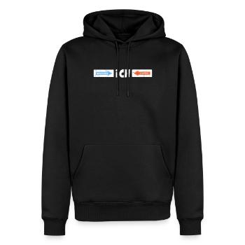 Verkehrsschilder Verkehrszeichen Fahrschule Spruch - Männer Premium Bio Hoodie - Schwarz - Vorne - Nico (187cm)