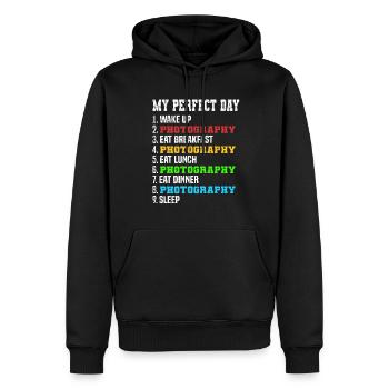 Horaire quotidien pour les photographes Mon parfait - Sweat à capuche Premium bio Homme - noir - Devant - Nico (187cm)