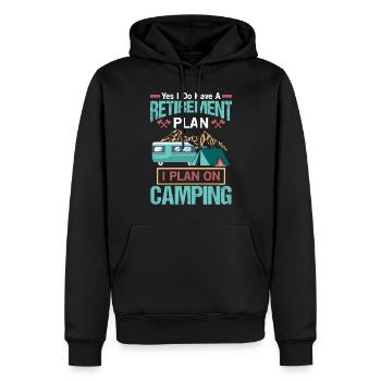 Plan de retraite - Cadeau camping-car - Sweat à capuche Premium bio Homme - noir - Devant - Nico (187cm)