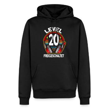 Level 20 Freigeschaltet 20. Geburtstag Gamer - Männer Premium Bio Hoodie - Schwarz - Vorne - Nico (187cm)