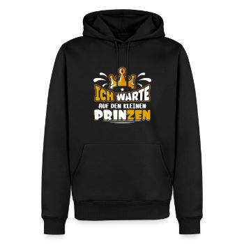 Ich warte auf den Prinzen - Männer Premium Bio Hoodie - Schwarz - Vorne - Nico (187cm)