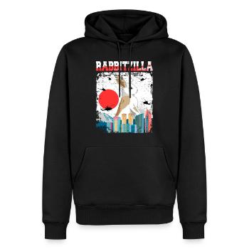 Rabbitzilla Hase Kaninchen Geschenk - Männer Premium Bio Hoodie - Schwarz - Vorne - Nico (187cm)