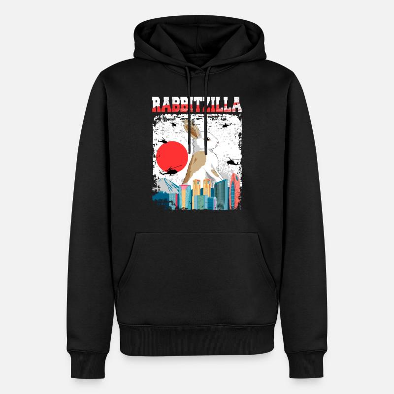 Rabbitzilla Hase Kaninchen Geschenk - Männer Premium Bio Hoodie - Schwarz