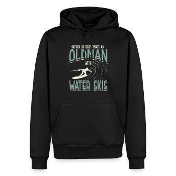 Never Underestimate An Old Man With Water Ski - Men’s Premium Organic Hoodie - black - Front - Nico (187cm)