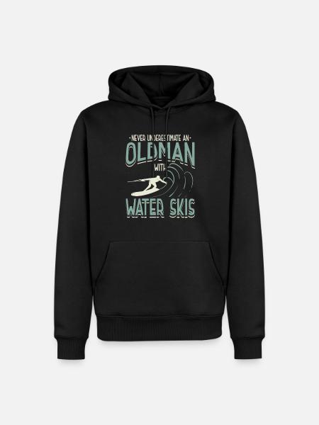Never Underestimate An Old Man With Water Ski - Men’s Premium Organic Hoodie - black